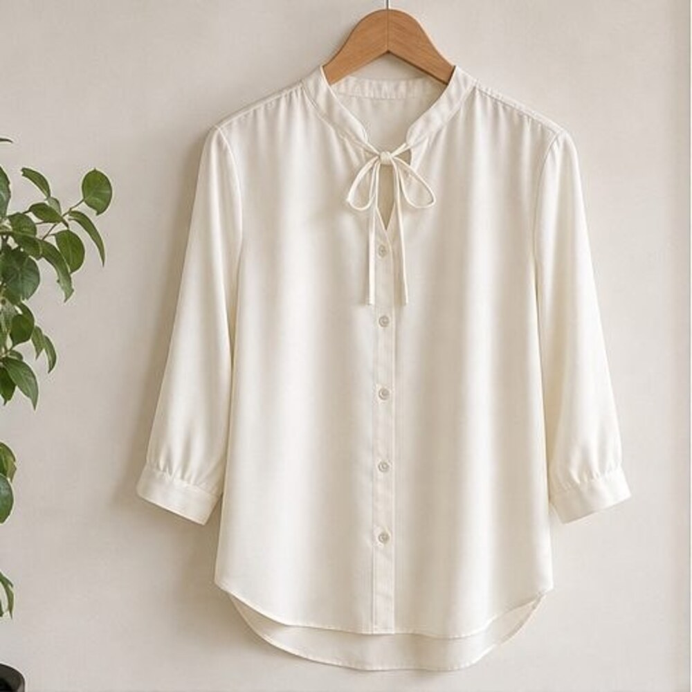 Ivory Pleated Blouse